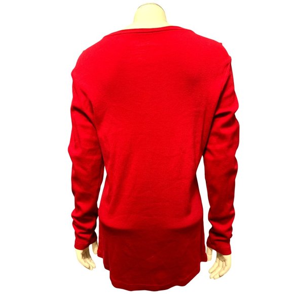 Chicos Red Long Sleeve Tee Classic Soft Stretch Casual Top Soft Comfortable SZ 2 - Picture 3 of 10